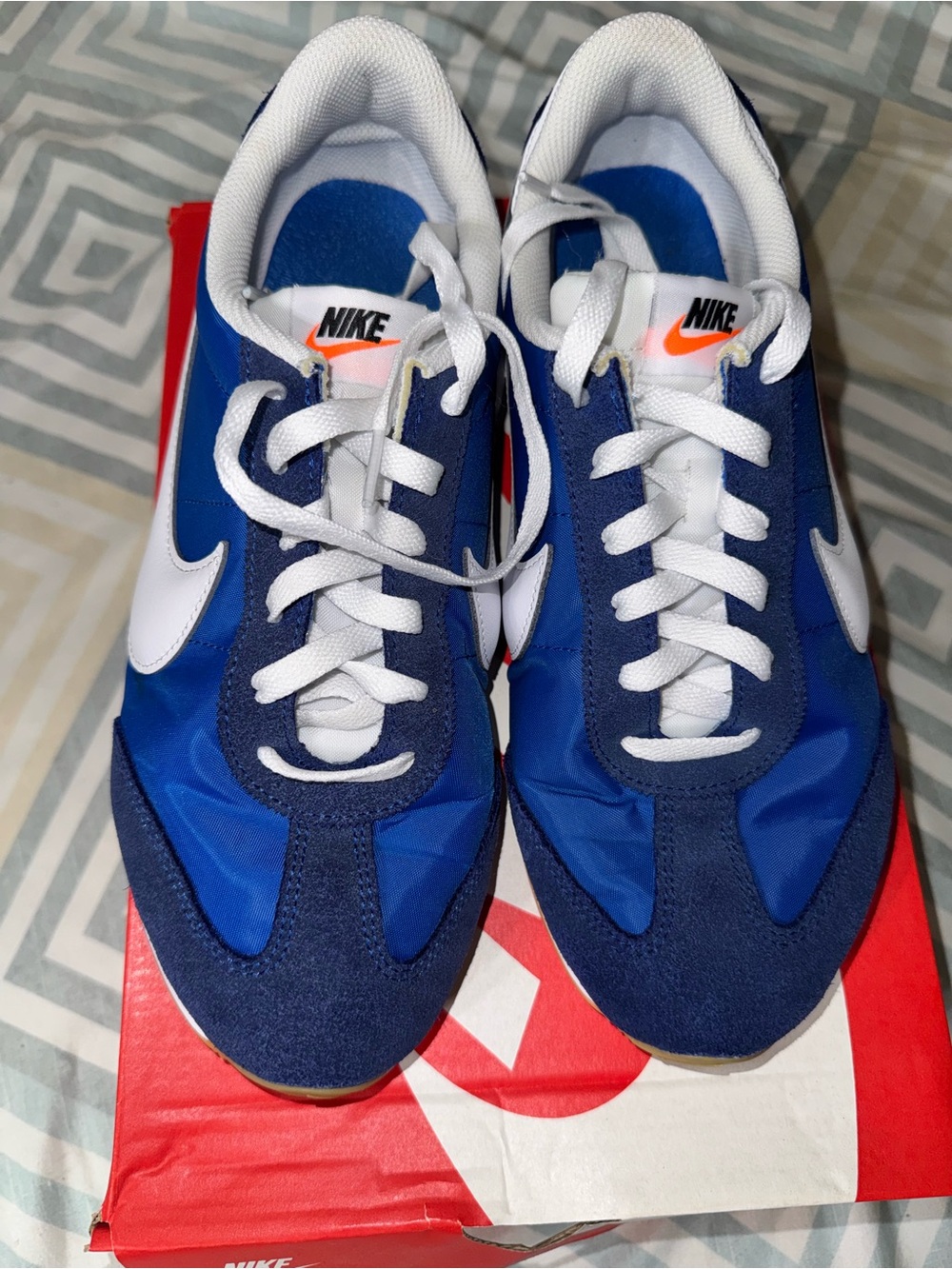 Nike Men's Royal Blue and White Retro Runner Sneakers Sorry no box